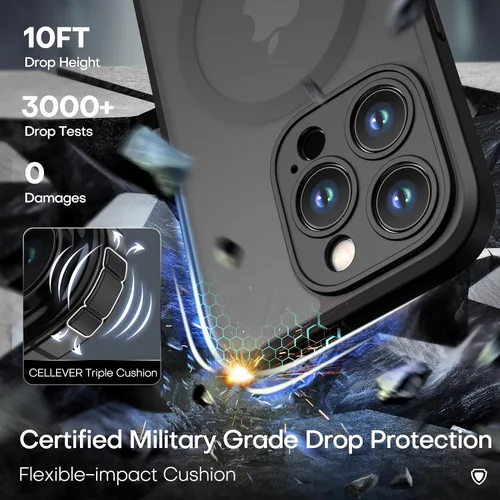 Miniatura 5 de CellEver Funda magnética fuerte para iPhone 15 Pro [protección de cámara] [prueba de caídas de grado militar] [compatible con MagSafe] Funda delgada