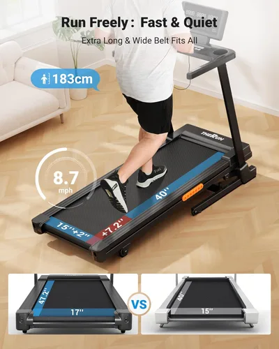 Miniatura 5 de THERUN Treadmill with Incline, Incline Treadmill, Brushless Motorized Treadmills for Quiet Running Naranja claro