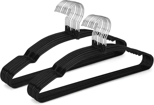 TOPIA HANGER Perchas de Metal Paquete de 20, Perchas Antideslizantes para Ropa que Ahorran Espacio, Colgador de Alambre Recubierto de Goma