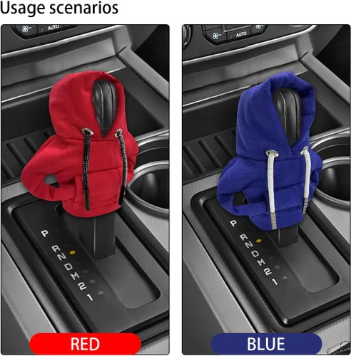 Miniatura 7 de JOYCOURT 2 fundas para palanca de cambios de automóvil, sudadera con capucha cálida y a la moda, perilla de cambio de automóvil, decoración de rojo