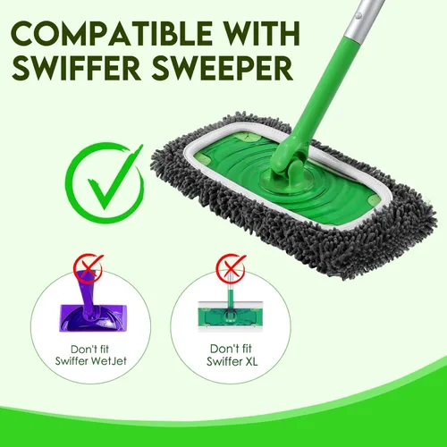 Miniatura 2 de Almohadillas húmedas reutilizables de repuesto para trapeador Swiffer Sweeper – Paños de barrido seco y paños húmedos para limpieza del hogar