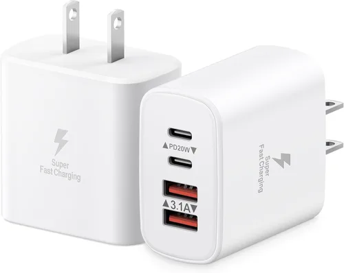 Miniatura 8 de Bloque de carga USB C, cargador de pared USB C de 40 W, adaptador de corriente PD de doble puerto, enchufe de pared QC USB C, bloque de carga rápida