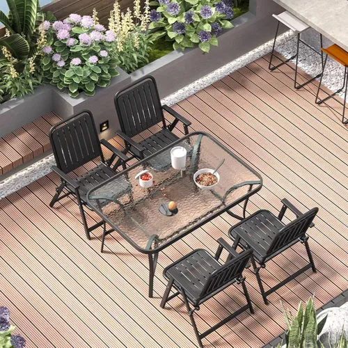 Miniatura 2 de Patio Folding Chair Set of 2, Foldable Patio Chairs with Armrests, Home Balcony Comfortable Camping Chairs for Outside, Lawn, Courtyard, Black