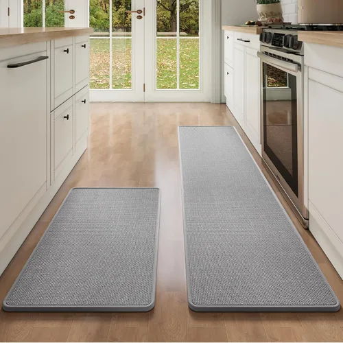 Miniatura 55 de YDKGL Tapetes de cocina para piso, alfombras de cocina súper absorbentes, antideslizantes, lavables, de lino sintético suave trenzado, alfombra