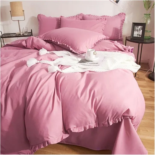 Miniatura 3 de Cama, Color sólido Dormitorio Juego de ropa de cama compatible con Queen Matrimonial Cama Doble Edredón Funda de Edredón Funda de Almohada Sábanas