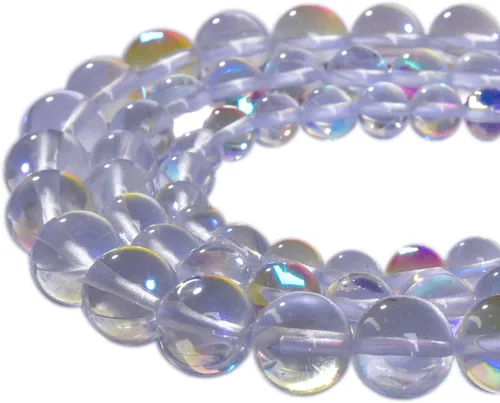 Miniatura 9 de 48 piedras preciosas redondas de ángel azul Aura de 0.315 pulgadas (0.315 in) pulidas, cuentas sueltas de piedra lisa suelta de cuarzo para hacer