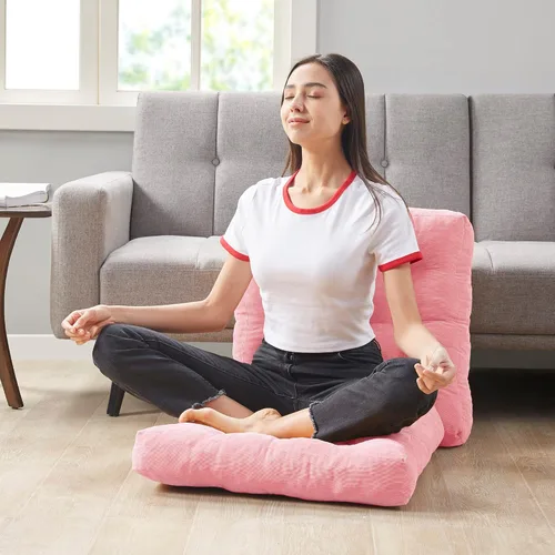 Miniatura 45 de Juego de 2 almohadas de suelo de meditación, almohadas cuadradas grandes para adultos, cojín de pana copetuda para sala de estar de tatami, gris, 22