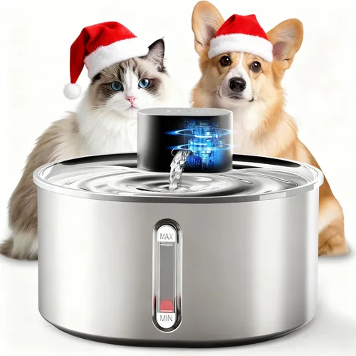 Miniatura 5 de Anfitrión inteligente para fuente de agua para gatos sin bomba, acero inoxidable, reemplazo ultra silencioso, bajo voltaje DC 5V