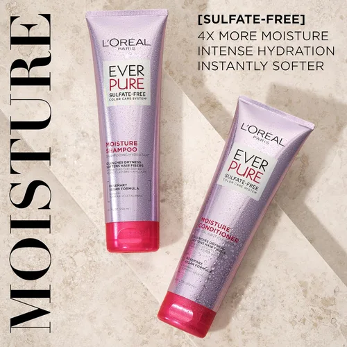 Miniatura 2 de L'Oreal Paris Set de Champú y Acondicionador Hidratante Libre de Sulfatos, Cuidado Capilar para Cabello Teñido con Botánicos de Romero, EverPure, 1
