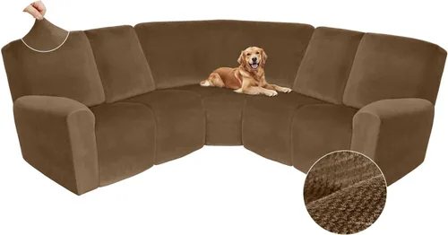 Miniatura 585 de Arfntevss Fundas de sofá seccional reclinable de terciopelo, Funda de sofá seccional de esquina para sofá reclinable, Funda elástica suave