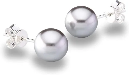 Aretes de plata de ley S925 con perlas de imitación de cristal europeo genuino fino de 0.31 pulgadas para mujeres, esposa, hija, aniversario,