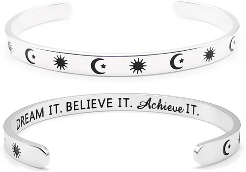 Miniatura 214 de Pulseras inspiradoras para mujer, joyería de acero inoxidable, con refranes, pulsera motivacional con mensaje oculto, pulseras grabadas para mejor