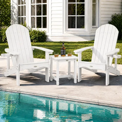 Miniatura 25 de Y&M Adirondack - Silla negra para hoguera, sillas de patio al aire libre con soporte para tazas, resistentes a la intemperie, sillas de patio