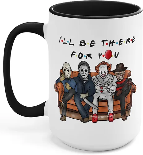 Miniatura 6 de Taza Ill Be There For You, Friends Horror Villains, divertida taza de Halloween, Jason Freddy Michael Myers IT Pennywise Slasher regalo, Masked