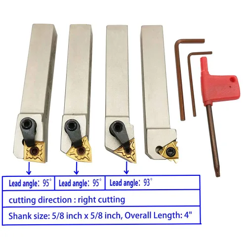 Miniatura 3 de Torno CNC de 5/8 pulgadas portaherramientas de torneado indexable con niquelado, juego de brocas de torno de metal resistente CNC con insertos
