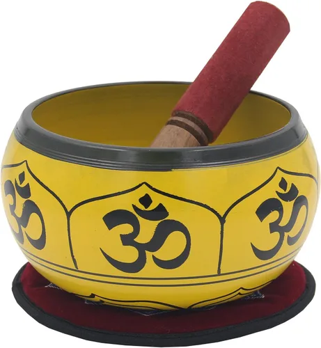 Miniatura 2 de DharmaObjects Yoga Meditación 6 Pulgadas OM Mantra Cuenco Cantante/Pad/Mazo Set de Regalo (Amarillo)