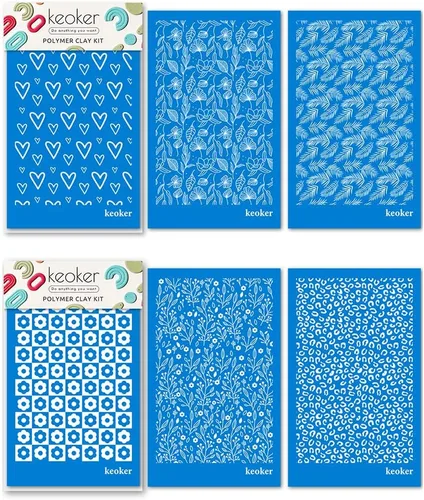 Miniatura 7 de KEOKER Plantillas de pantalla de seda para arcilla polimérica, kit de impresión de serigrafía reutilizable, para impresión en arcilla y otras joyas