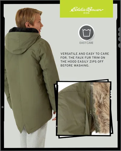 Miniatura 5 de Eddie Bauer Abrigo de invierno para niños, chaqueta parka impermeable con capucha de piel sintética (3-20)