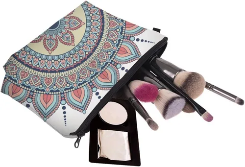 Miniatura 5 de Deanfun - Bolsa de maquillaje impermeable con diseño de mandala y flores, impermeable, espaciosa, cosmetiquera, bolsa de viaje ideal como regalo
