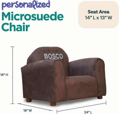 Miniatura 2 de Keet Silla infantil personalizada, personaliza con nombre, tapicería de microgamuza suave, sillón bordado para niños, marco de madera resistente