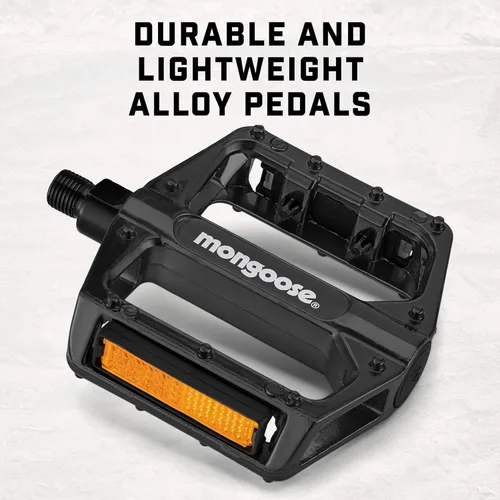 Miniatura 3 de Mongoose Pedales de bicicleta de montaña, negro, juego de 2, aleación ligera y duradera que soporta una conducción resistente, con reflectores, se