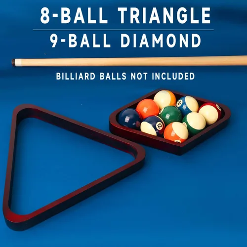 Miniatura 4 de GSE Games & Sports Expert Triángulo de Billar de Madera Maciza para 8 Bolas / Rombo para 9 Bolas, Porta Bolas de Billar para Bolas de Billar de Caoba