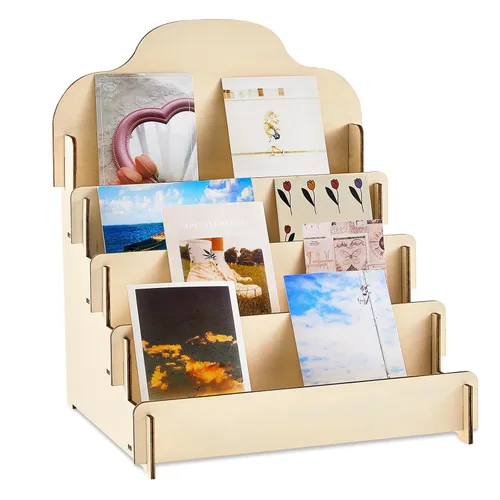 Barydat Soporte de Exhibición Grande para Tarjetas de Felicitación, Soporte de Madera Escalonado para Postales, Folletos, Fotos, Joyas, Aperitivos,