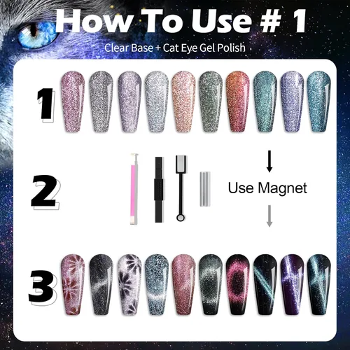 Miniatura 6 de Clara Colors Esmalte de uñas magnético – Kit de esmalte de gel de ojo de gato de 20 colores, esmalte de uñas holográfico con purpurina de ojo