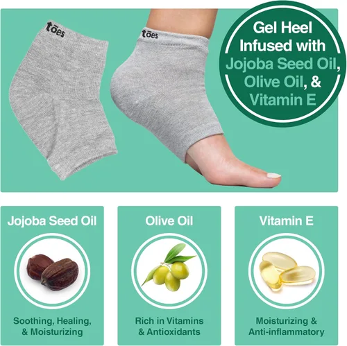 Miniatura 2 de ZenToes Calcetines hidratantes para el tratamiento de talones agrietados, vitamina E, aceite de oliva y aceite de jojoba, calcetines de talón