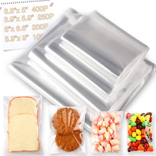 Miniatura 19 de 800 piezas de bolsas transparentes resellables de celo/celofán de 3 tamaños con 4×6, 5×7, 6×9 pulgadas, ideales para panadería, aperitivos, velas