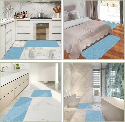 Miniatura 23 de Alfombra de baño pequeña de 12 x 18 pulgadas, lavable y absorbente, antideslizante, alfombra de baño de felpilla gruesa y suave para baño, ducha