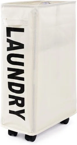 Miniatura 8 de Surblue Cesta para la ropa sucia delgada con ruedas, cesta plegable para la ropa sucia con asa, contenedores de almacenamiento en las esquinas