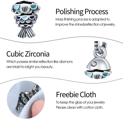 Miniatura 4 de Pandach Dijes de plata de ley 925 para pulsera y collar, colgante con piedras de circonita cúbica 5A, cuentas de joyería, regalos para mujeres