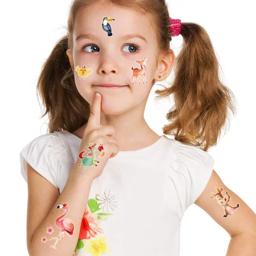 Miniatura 7 de Konsait 24 hojas de tatuajes temporales de animales para niños (más de 230 unidades), tatuajes falsos de animales marinos de la selva del zoológico