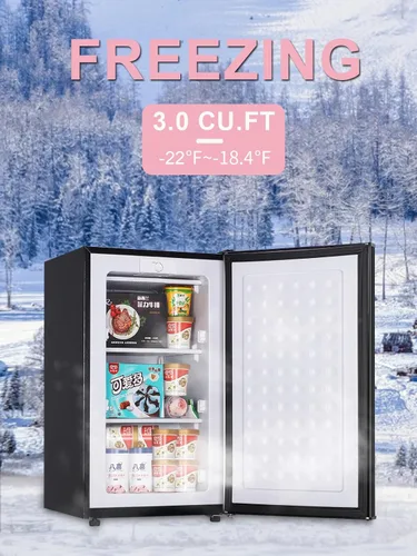 Miniatura 6 de KRIB BLING - Congelador vertical de 3.2 pies cúbicos con control de temperatura de 3 grados, mini congelador con estantes de alambre, adecuado
