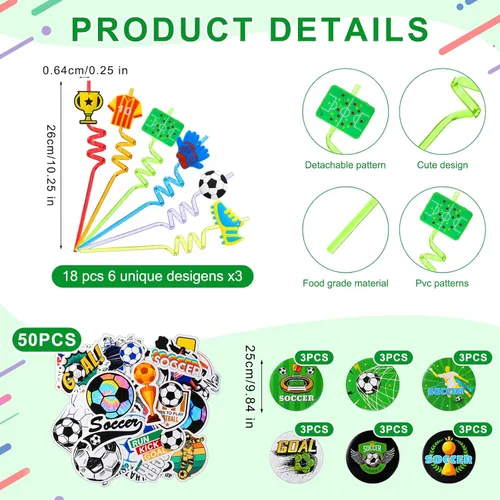 Miniatura 4 de Sadnyy 140 piezas de regalos de fiesta de fútbol, suministros de decoración de fiesta de cumpleaños de fútbol, bolsas con cordón con pulseras