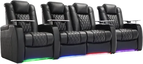 Miniatura 23 de Weilianda Asientos de Cine en Casa de Cuero de Grano Superior Silla Reclinable con Reposacabezas Eléctrico y Reclinación Asientos de Película Sofá