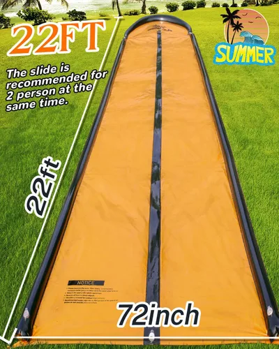 Miniatura 2 de Tobogán acuático de 22 pies para niños y adultos, tobogán acuático extra largo para niños de 5 a 8 a 12 años con piscina y 2 tablas inflables
