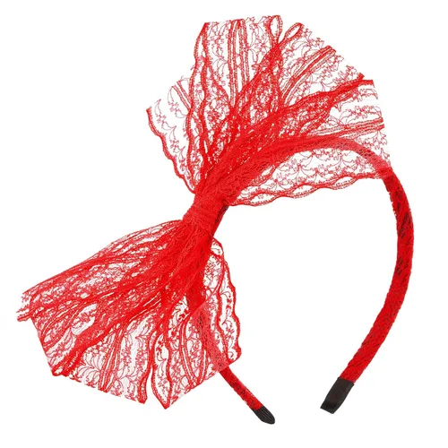 Miniatura 8 de SUMERSHA Diadema de lazo de encaje neón para mujer, disfraz de los años 80, accesorio para el cabello para fiesta temática de los años 80, aro