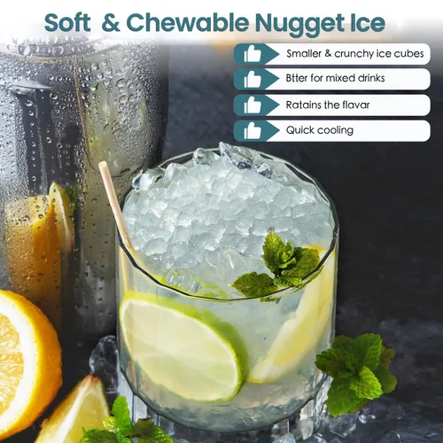 Miniatura 5 de Antarctic Star Máquina de hielo para encimera con hielo de pellets masticable suave, 34 libras/24 horas, operación con un solo clic, máquina