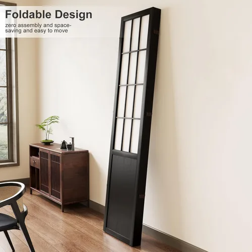 Miniatura 5 de Divisor de habitación, pantalla plegable de madera estilo Shoji japonés de 66.9 pulgadas de alto con bisagras dobles para decoración del hogar