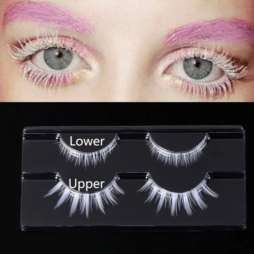 Miniatura 2 de Pestañas Postizas Blancas de Halloween Herramientas de Extensión de Pestañas Blancas para Ojos Anime Cosplay Maquillaje de Aspecto Natural Pestañas