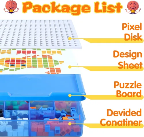Miniatura 7 de ZOZOPLAY Rompecabezas de mosaico para niños, 490 bloques de construcción, kit educativo con 6 dibujos de montaje, juguetes STEM para niños de más