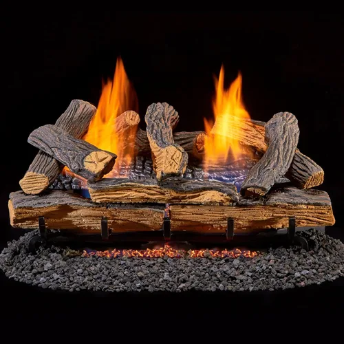 Miniatura 13 de Duluth Forge Juego de troncos de gas de combustible dual sin ventilación, 30 pulgadas, roble dividido, 33,000 BTU, control remoto, modelo # DLS-30R-1