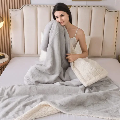 COTTEBED Cálidas mantas de franela Sherpa para cama matrimonial y Queen, reversible, ultra afelpada, 580 GSM, suave y cómoda, esponjosa, manta de
