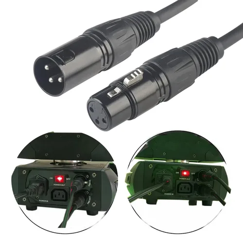 Miniatura 3 de 4 unids 3.3 ft largo DMX 512 XLR cable DMX 3.2t 3 Pin verdadero DMX cable macho a hembra para DMX micrófono etapa luces