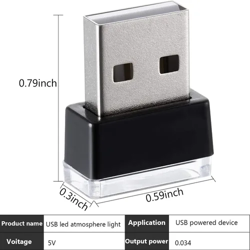 Miniatura 3 de 7 piezas de mini luces LED USB para interior del automóvil, luces LED USB para atmósfera, enchufable, 5 V, luz USB universal, kit de iluminación