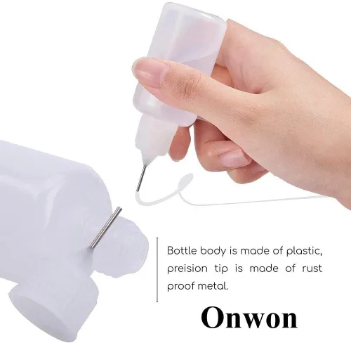 Miniatura 2 de Onwon Aplicador de botella de pegamento con punta de aguja de precisión, 1 onza/1.0 fl oz, aplicador vacío, engrasador, botella exprimible