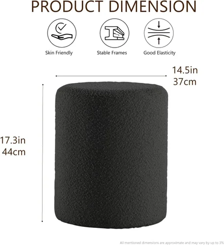 Miniatura 2 de Get Set Style Moderno otomano redondo con asiento acolchado suave, taburete multifuncional para maquillaje, reposapiés tapizado, taburete otomano