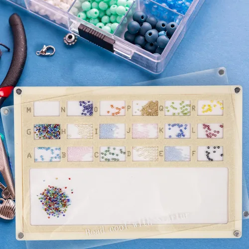Miniatura 5 de Svartur Tapete de cuentas de acrílico con tapa, bandeja de cuentas de semillas de base sólida con alfombrilla de cuentas de fieltro integrada